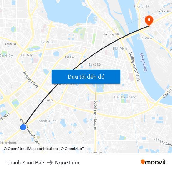 Thanh Xuân Bắc to Ngọc Lâm map