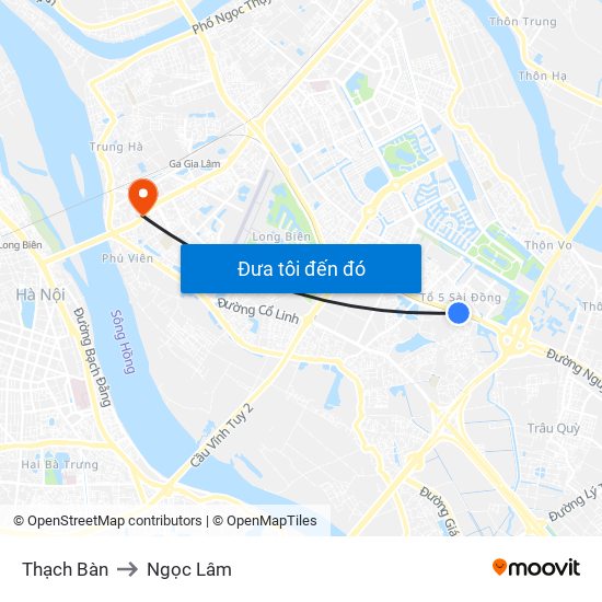 Thạch Bàn to Ngọc Lâm map