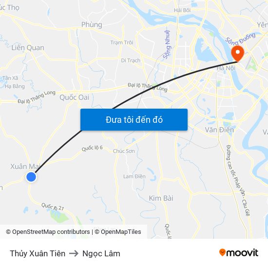 Thủy Xuân Tiên to Ngọc Lâm map