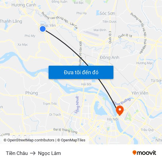 Tiền Châu to Ngọc Lâm map