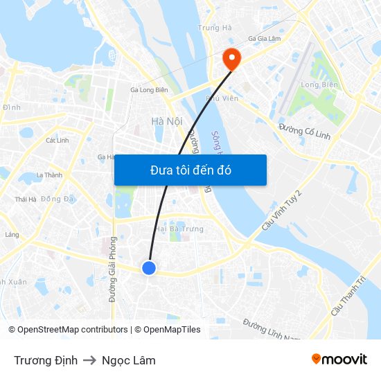 Trương Định to Ngọc Lâm map