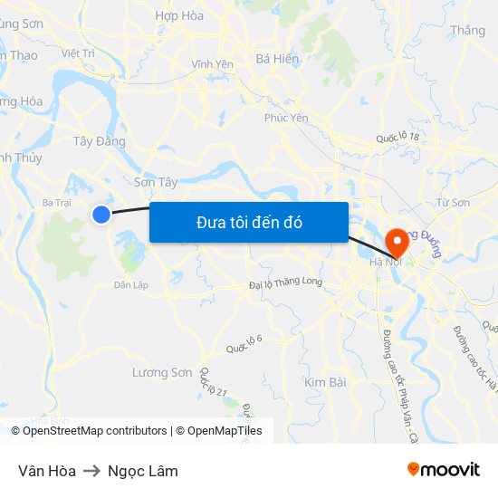 Vân Hòa to Ngọc Lâm map