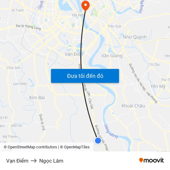 Vạn Điểm to Ngọc Lâm map