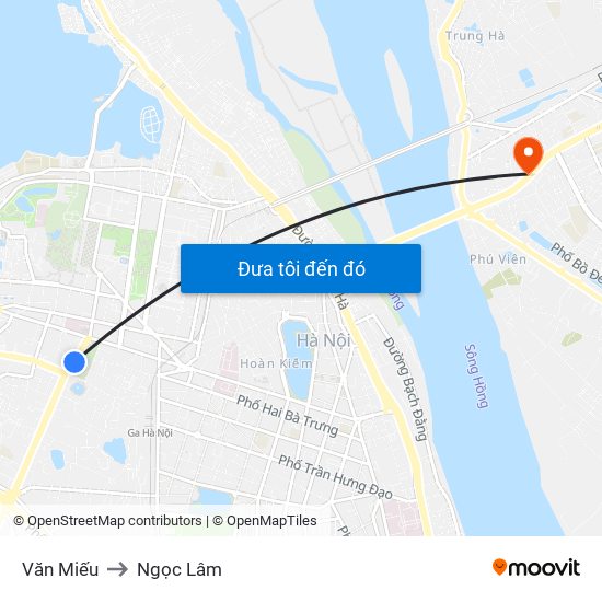 Văn Miếu to Ngọc Lâm map