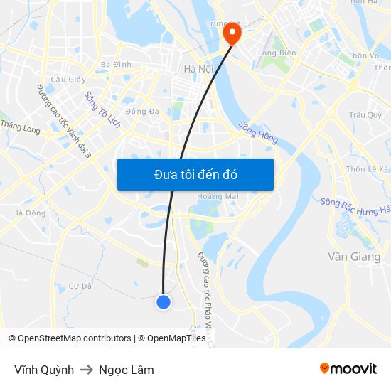 Vĩnh Quỳnh to Ngọc Lâm map