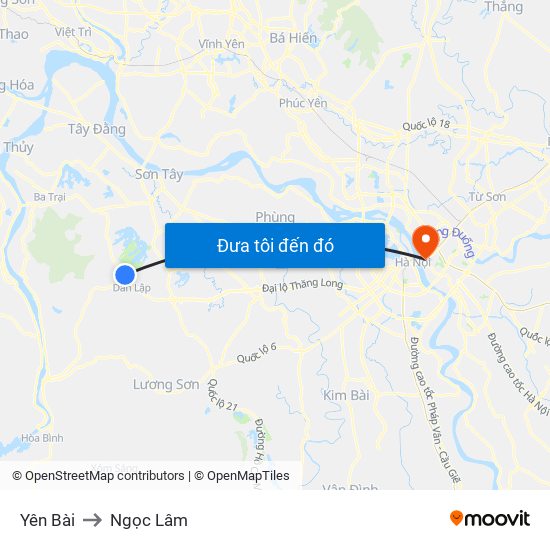 Yên Bài to Ngọc Lâm map