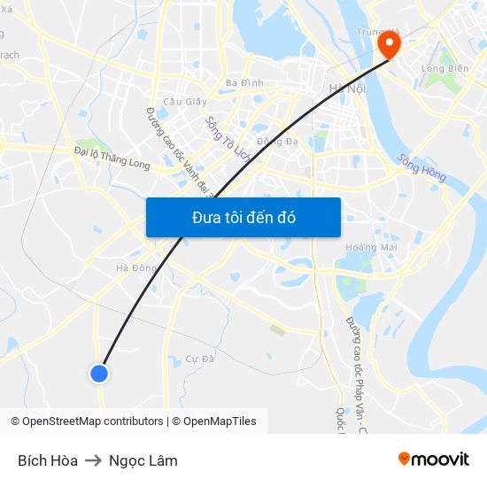 Bích Hòa to Ngọc Lâm map