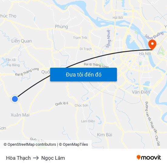 Hòa Thạch to Ngọc Lâm map