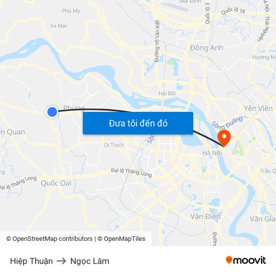 Hiệp Thuận to Ngọc Lâm map