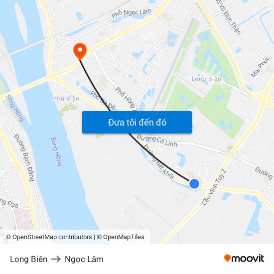 Long Biên to Ngọc Lâm map