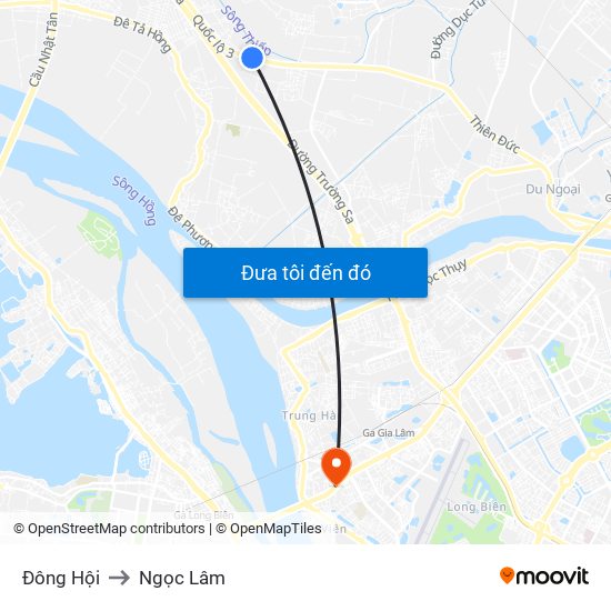 Đông Hội to Ngọc Lâm map