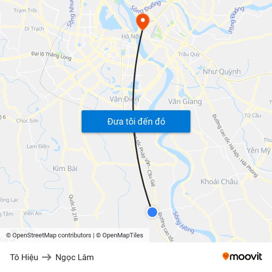 Tô Hiệu to Ngọc Lâm map