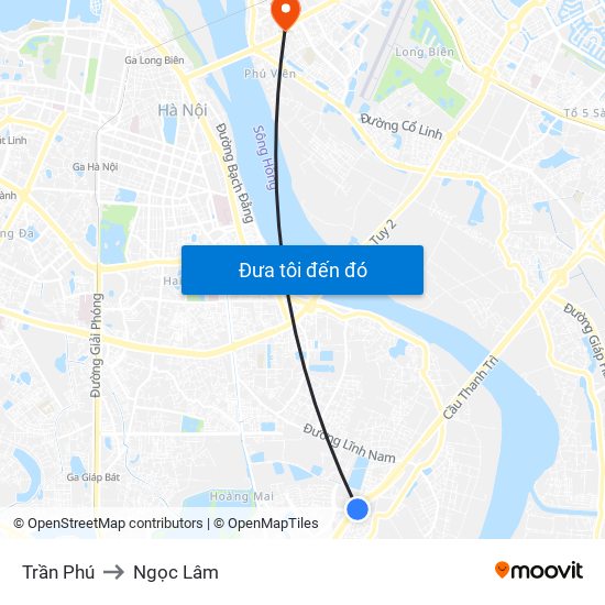 Trần Phú to Ngọc Lâm map
