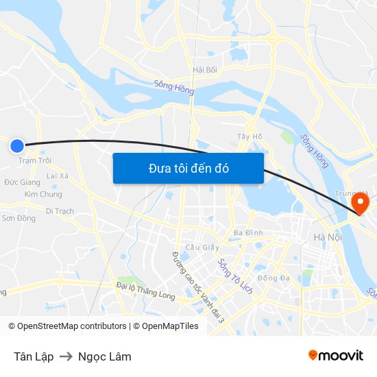 Tân Lập to Ngọc Lâm map