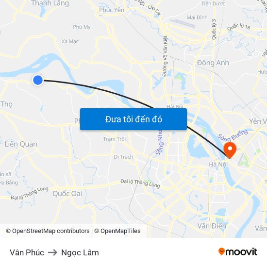 Vân Phúc to Ngọc Lâm map