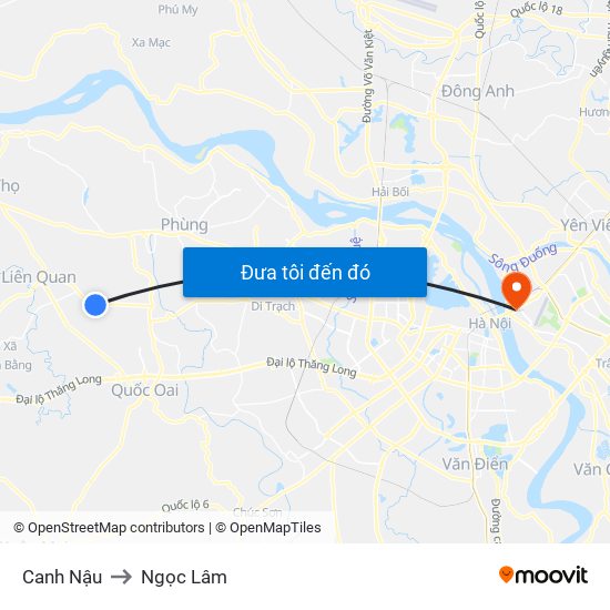 Canh Nậu to Ngọc Lâm map