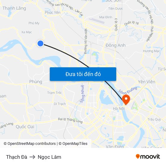 Thạch Đà to Ngọc Lâm map