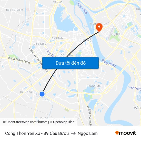 Cổng Thôn Yên Xá - 89 Cầu Bươu to Ngọc Lâm map