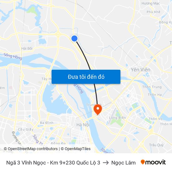 Ngã 3 Vĩnh Ngọc - Km 9+230 Quốc Lộ 3 to Ngọc Lâm map