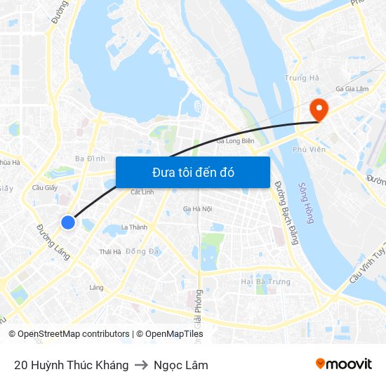 20 Huỳnh Thúc Kháng to Ngọc Lâm map