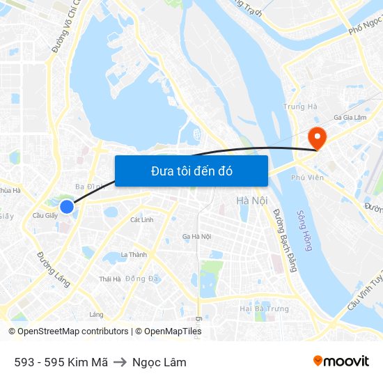 593 - 595 Kim Mã to Ngọc Lâm map