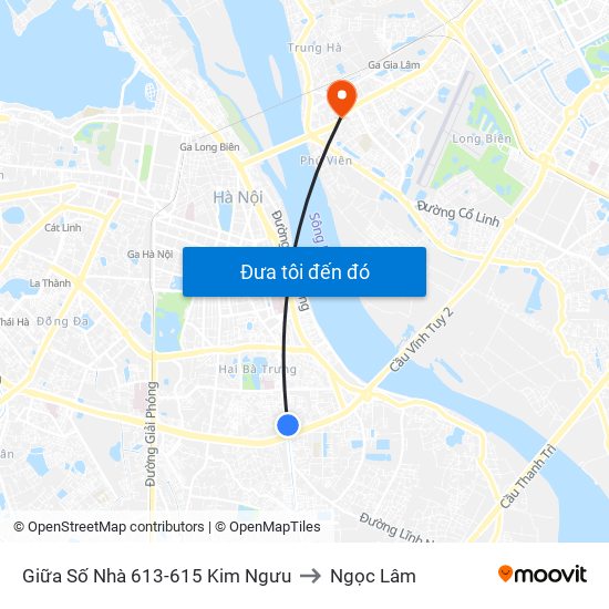 Giữa Số Nhà 613-615 Kim Ngưu to Ngọc Lâm map