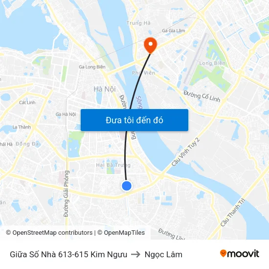 Giữa Số Nhà 613-615 Kim Ngưu to Ngọc Lâm map