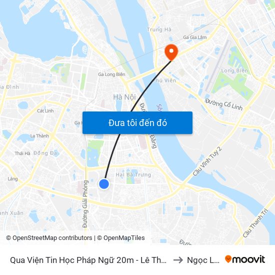 Qua Viện Tin Học Pháp Ngữ 20m - Lê Thanh Nghị to Ngọc Lâm map