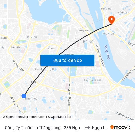 Công Ty Thuốc Lá Thăng Long - 235 Nguyễn Trãi to Ngọc Lâm map