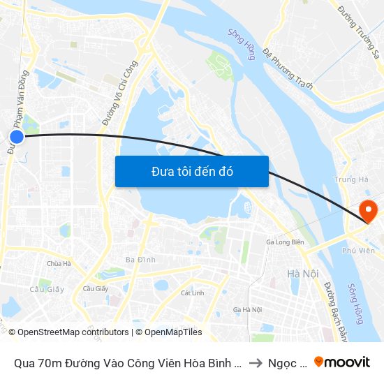 Qua 70m Đường Vào Công Viên Hòa Bình - Phạm Văn Đồng to Ngọc Lâm map