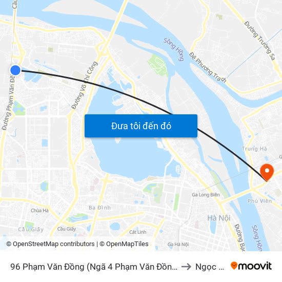 96 Phạm Văn Đồng (Ngã 4 Phạm Văn Đồng - Xuân Đỉnh) to Ngọc Lâm map