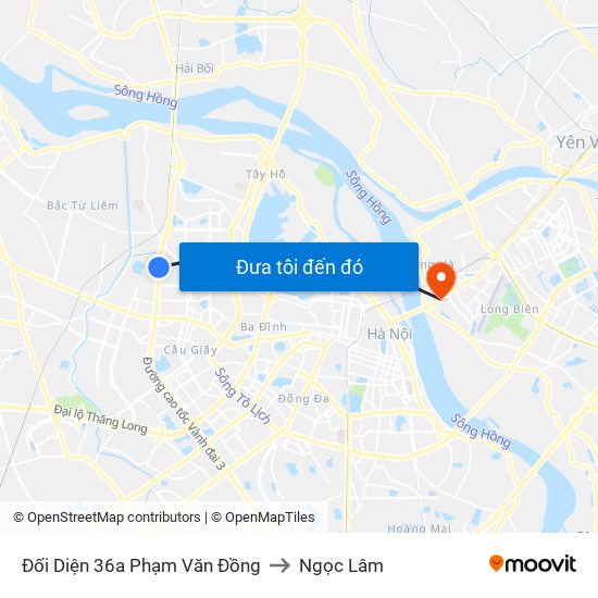 Đối Diện 36a Phạm Văn Đồng to Ngọc Lâm map
