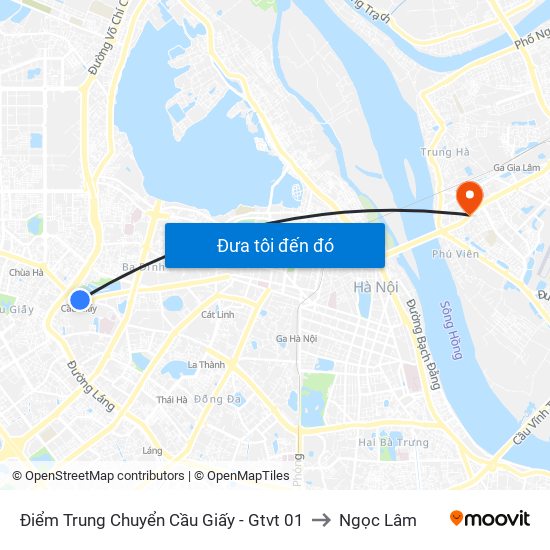 Điểm Trung Chuyển Cầu Giấy - Gtvt 01 to Ngọc Lâm map