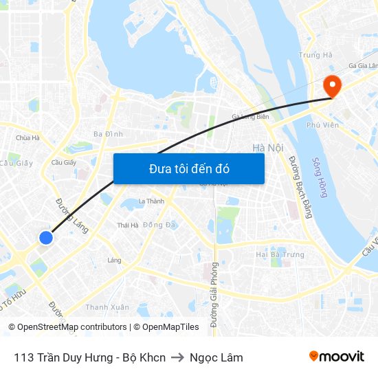 113 Trần Duy Hưng - Bộ Khcn to Ngọc Lâm map