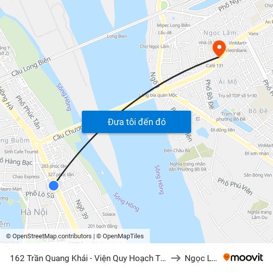 162 Trần Quang Khải - Viện Quy Hoạch Thủy Lợi to Ngọc Lâm map