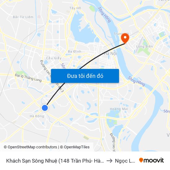 Khách Sạn Sông Nhuệ (148 Trần Phú- Hà Đông) to Ngọc Lâm map