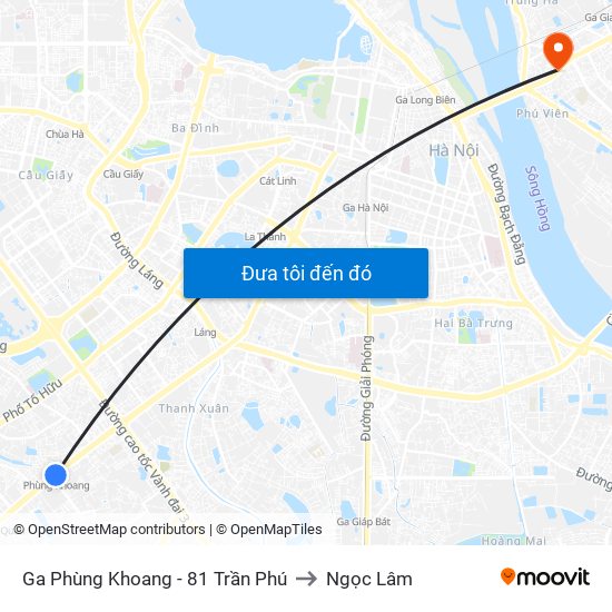 Ga Phùng Khoang - 81 Trần Phú to Ngọc Lâm map