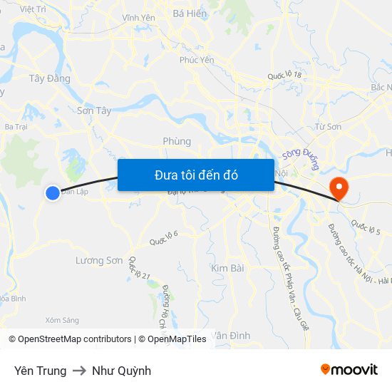 Yên Trung to Như Quỳnh map