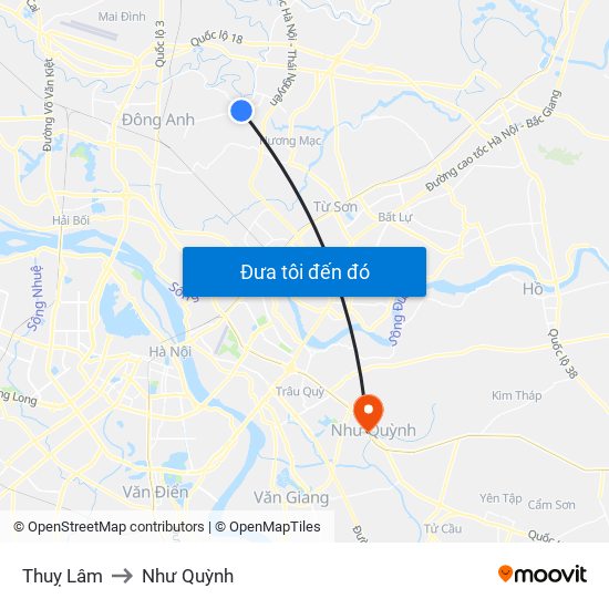 Thuỵ Lâm to Như Quỳnh map