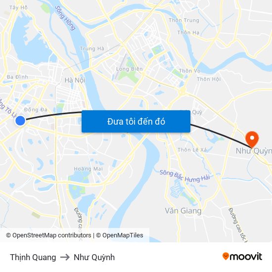 Thịnh Quang to Như Quỳnh map