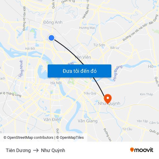 Tiên Dương to Như Quỳnh map