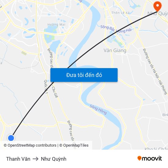 Thanh Văn to Như Quỳnh map