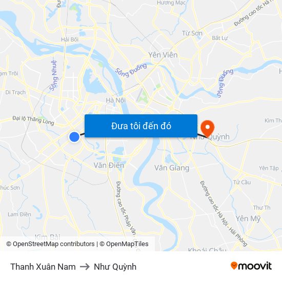 Thanh Xuân Nam to Như Quỳnh map