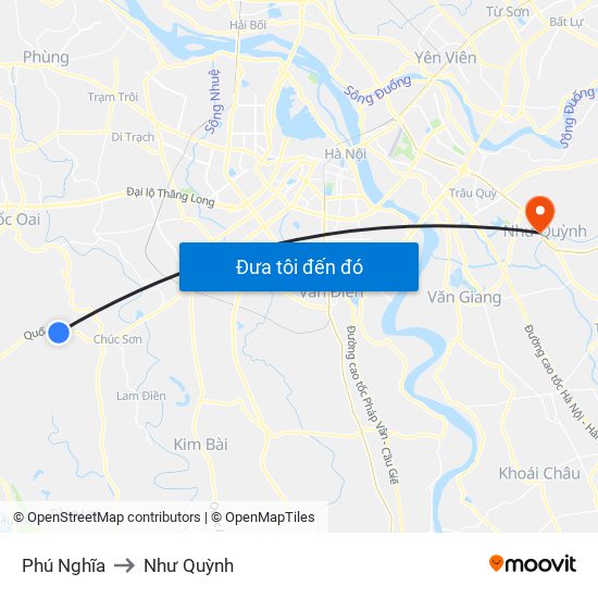 Phú Nghĩa to Như Quỳnh map