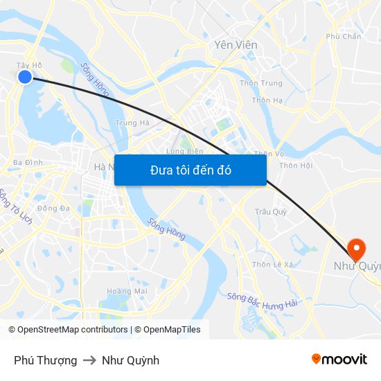 Phú Thượng to Như Quỳnh map