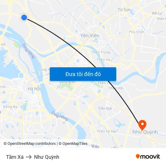 Tầm Xá to Như Quỳnh map