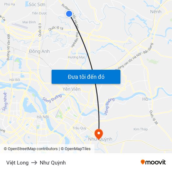 Việt Long to Như Quỳnh map