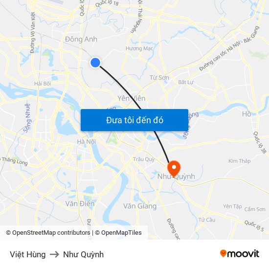 Việt Hùng to Như Quỳnh map
