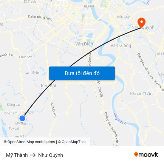 Mỹ Thành to Như Quỳnh map