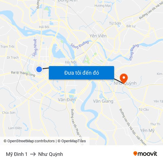 Mỹ Đình 1 to Như Quỳnh map